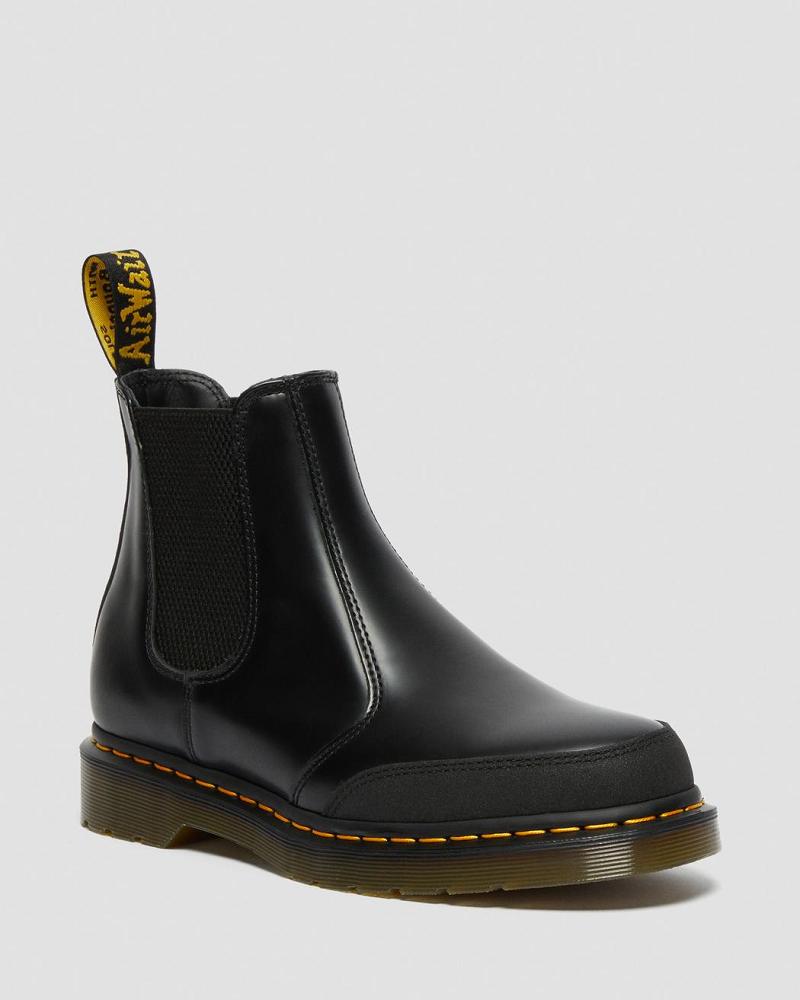 Black Men\'s Dr Martens 2976 Guard Panel Leather Ankle Boots | CA 420OKI